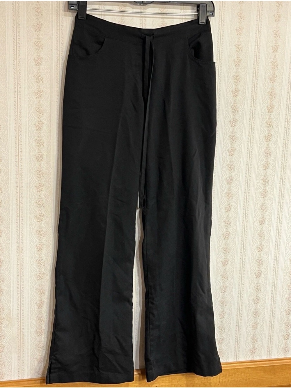 Black Wide-Leg Drawstring Pants